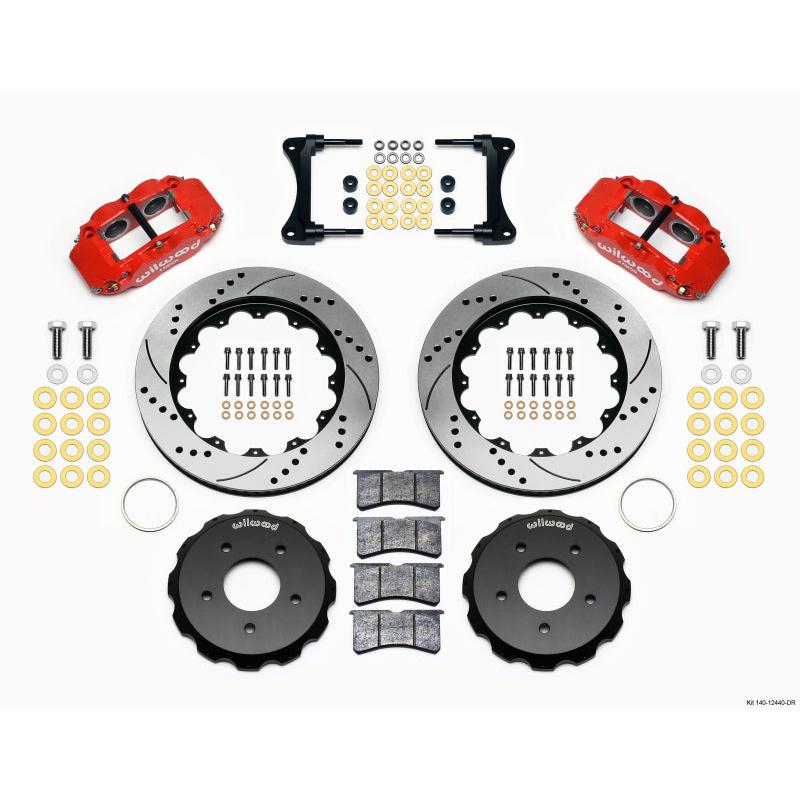 Wilwood Narrow Superlite 4R Front Hat Kit 14.00in Drill Red 2007-Up Jeep Wrangler - T1 Motorsports