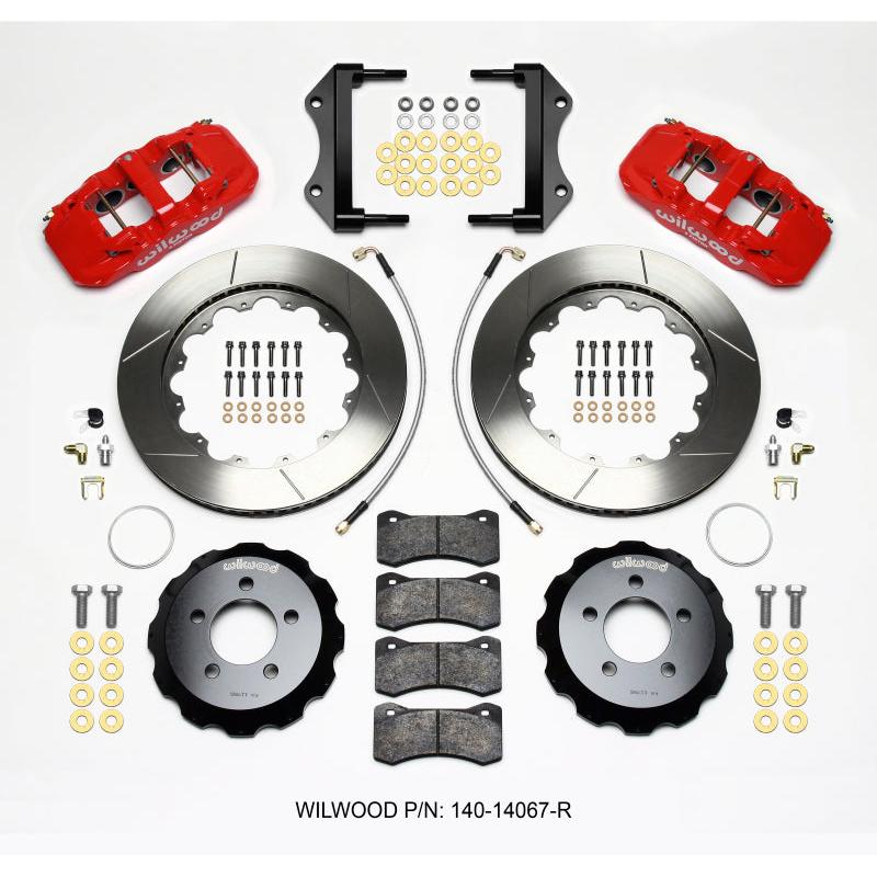 Wilwood AERO6 Front Hat Kit 14.25 Red 2014-Up Challenger w/Lines - T1 Motorsports