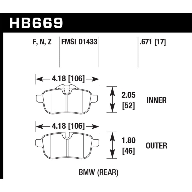 Hawk 09-12 BMW Z4 Rear Street Brake Pads - T1 Motorsports