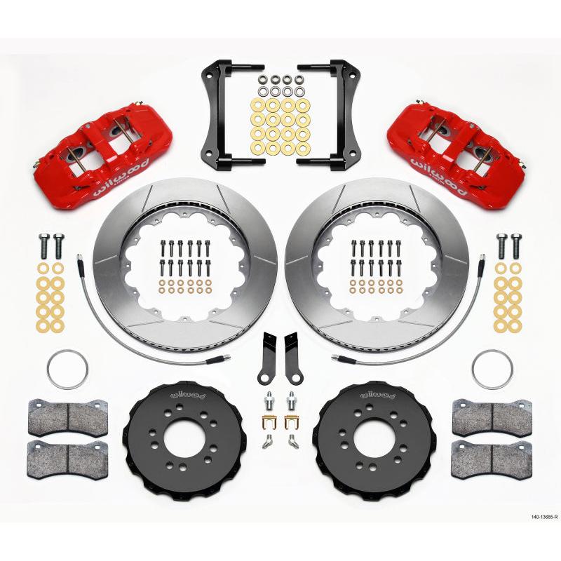 Wilwood AERO6 Front Hat Kit 14.00 Red 2005-2014 Mustang w/ BMR Suspn. w/Lines - T1 Motorsports