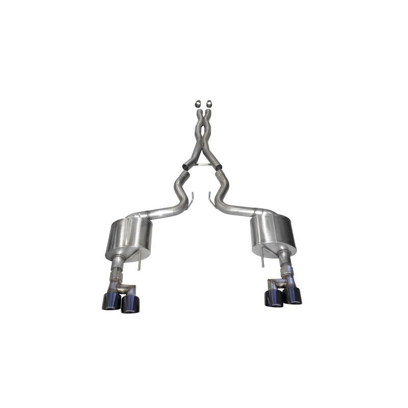 Corsa 18-19 Ford Mustang 5.0L V8 3in Xtreme Cat-Back Dual Rear Exit w/ 4in Black PVD Pro-Series Tips - T1 Motorsports