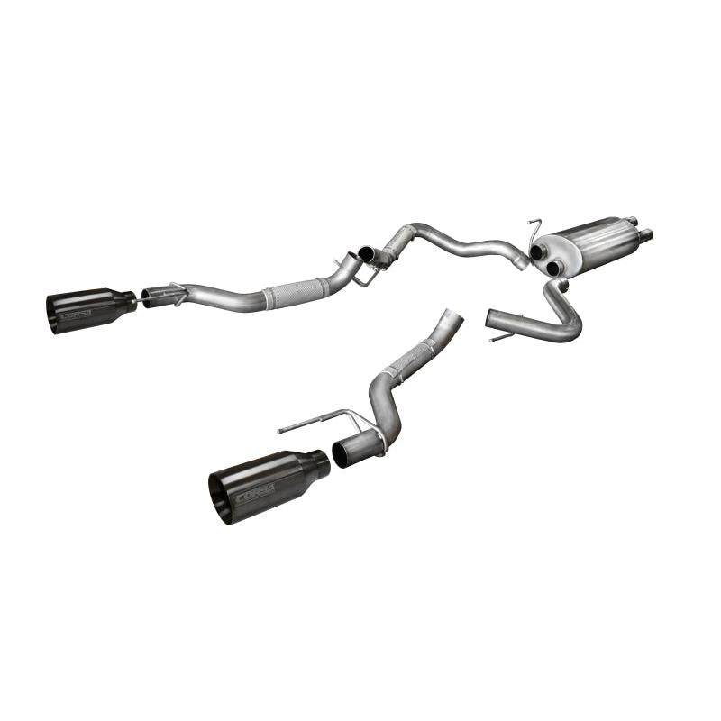 Corsa Sport Cat-Back Dual Rear Exit w/ 5in Gunmetal Tip - 2017-2020 Ford F-150 Raptor 3.5L