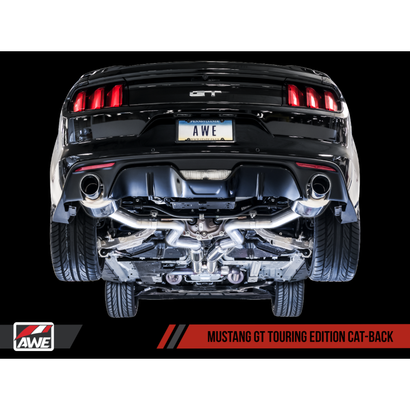AWE Tuning S550 Mustang GT Cat-back Exhaust - Touring Edition (Diamond Black Tips)
