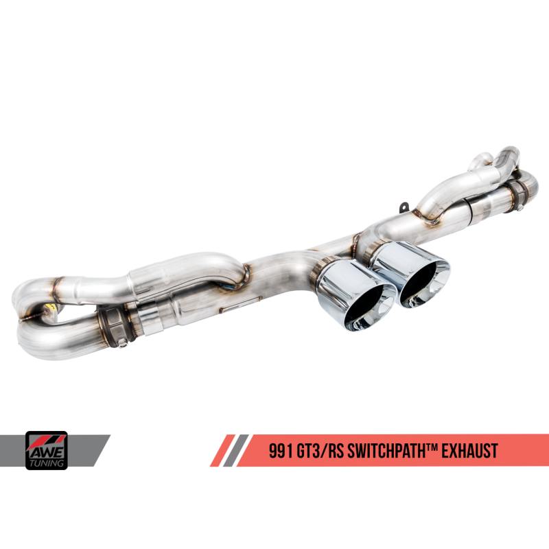 AWE Tuning Porsche 991 GT3 / RS SwitchPath Exhaust - Chrome Silver Tips
