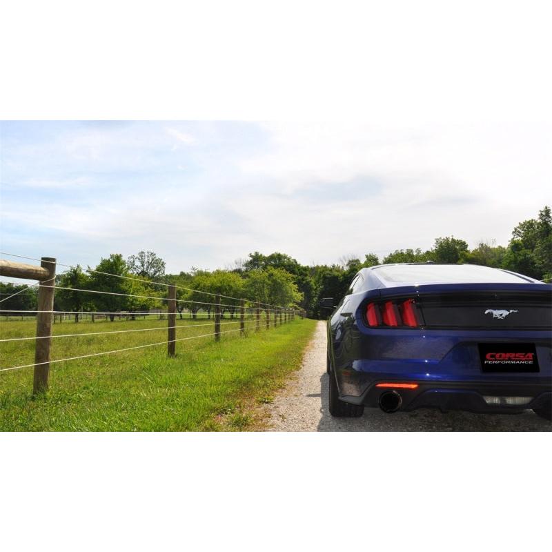 Corsa Sport 3in Cat-Back Dual Rear Exit Black Tips - 2015-2023 Ford Mustang EcoBoost 2.3T