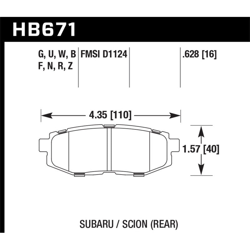 Hawk 13 Scion FR-S / 13 Subaru BRZ/10-12 Legacy 2.5 GT/3.6R DTC-60 Race Rear Brake Pads - T1 Motorsports