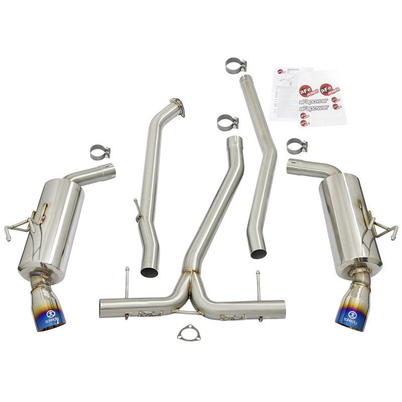 aFe POWER Takeda 16-17 Honda Civic I4-1.5L (t) 2.5-2.25in 304 SS CB Dual-Exit Exhaust Blue Tips