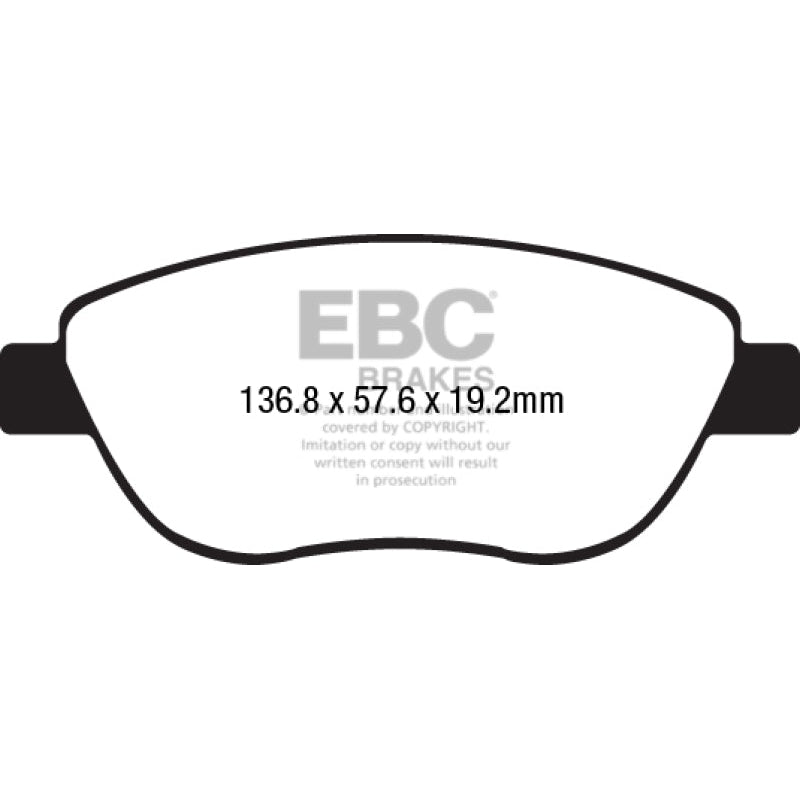 EBC Redstuff Brake Pads -  14-17 Fiat 500 Redstuff Ceramic Low Dust Front Brake Pads