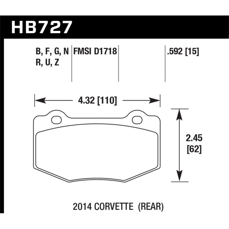 Hawk 2014 Chevrolet Corvette PC Rear Brake Pads - T1 Motorsports