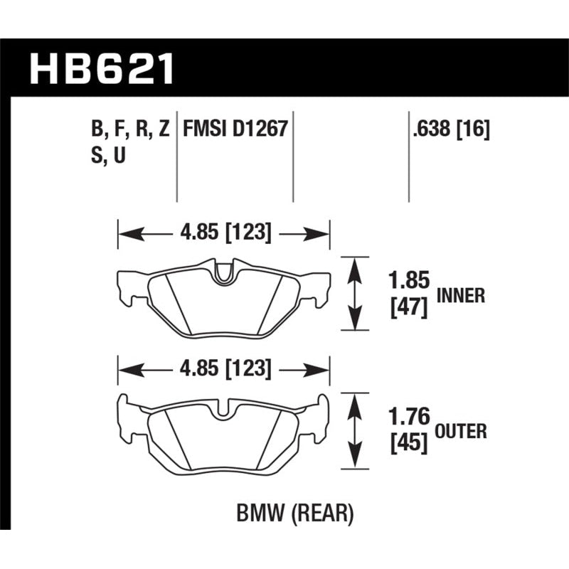 Hawk 08-11 BMW 128i / 10 BMW 323i / 07-11 BMW 328i / 07-11 BMW 328XI HPS Street Rear Brake Pads - T1 Motorsports