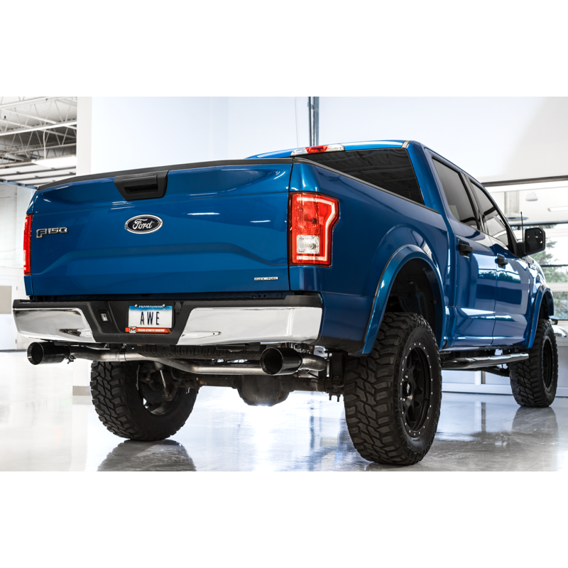AWE Tuning 2015+ Ford F-150 0FG Dual Exit Performance Exhaust System w/5in Diamond Black Tips