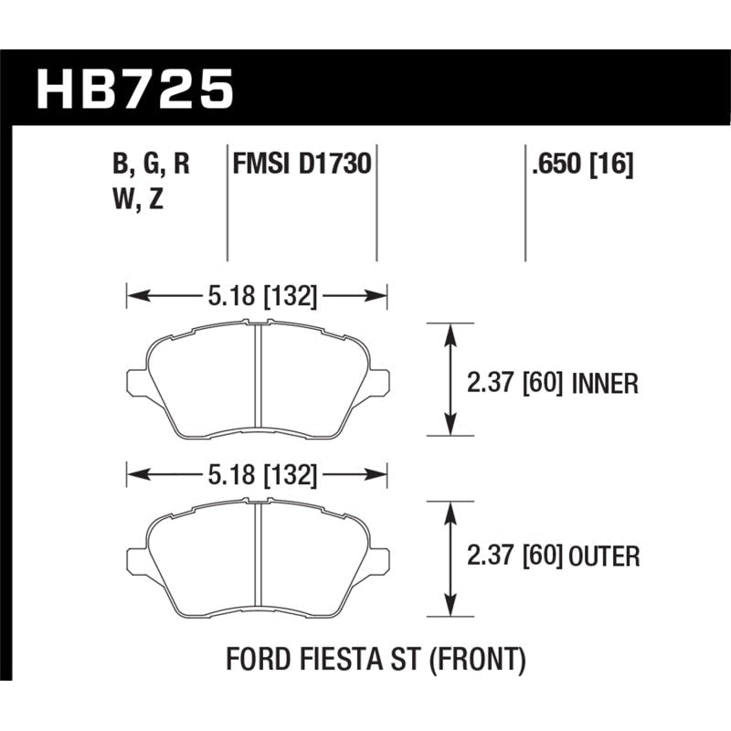 Hawk 2014 Ford Fiesta ST HPS 5.0 Front Brake Pads - T1 Motorsports