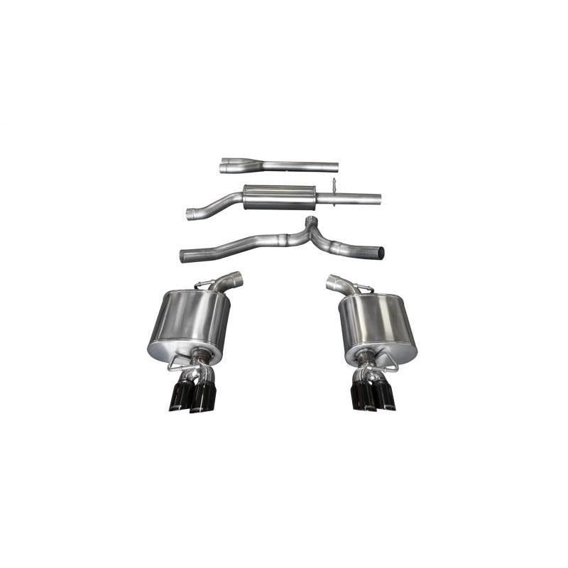 Corsa Sport Cat-Back Exhaust w/ Twin 3.0in Black Tips - 2011-2014 Dodge Charger SXT