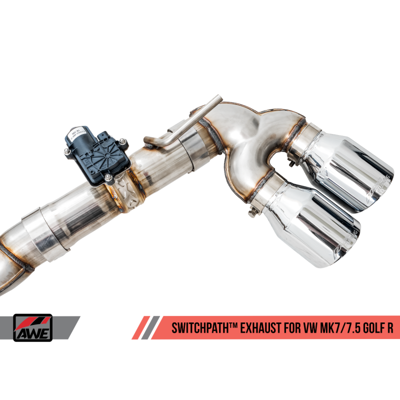 AWE Tuning Volkswagen Golf R MK7.5 SwitchPath Exhaust w/Chrome Silver Tips 102mm - T1 Motorsports