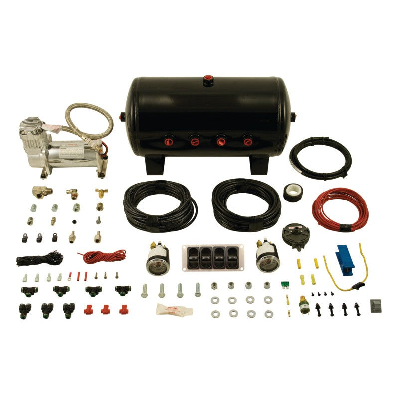 Air Lift 4-Way Manual Control System 100% Duty 1/4in Line 4 Gal. Tank.