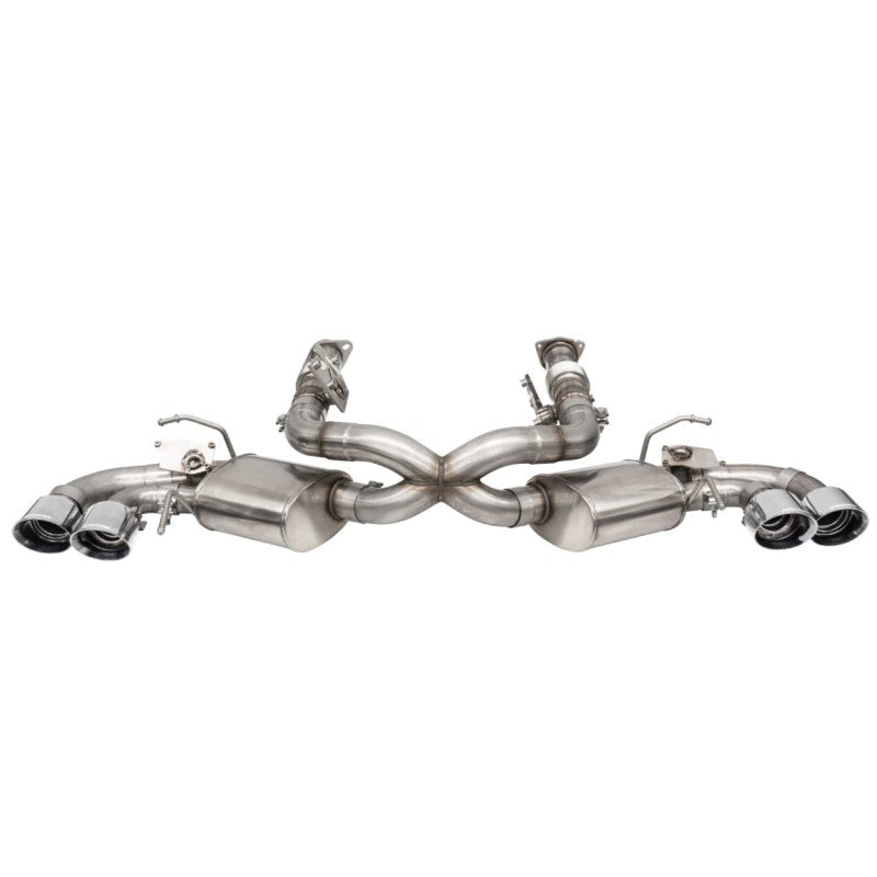 Corsa 2020 Corvette C8 3in Valved Cat-Back 4.5in Pol Quad Tips - Fits Factory Perf Exhaust w/ AFM - T1 Motorsports