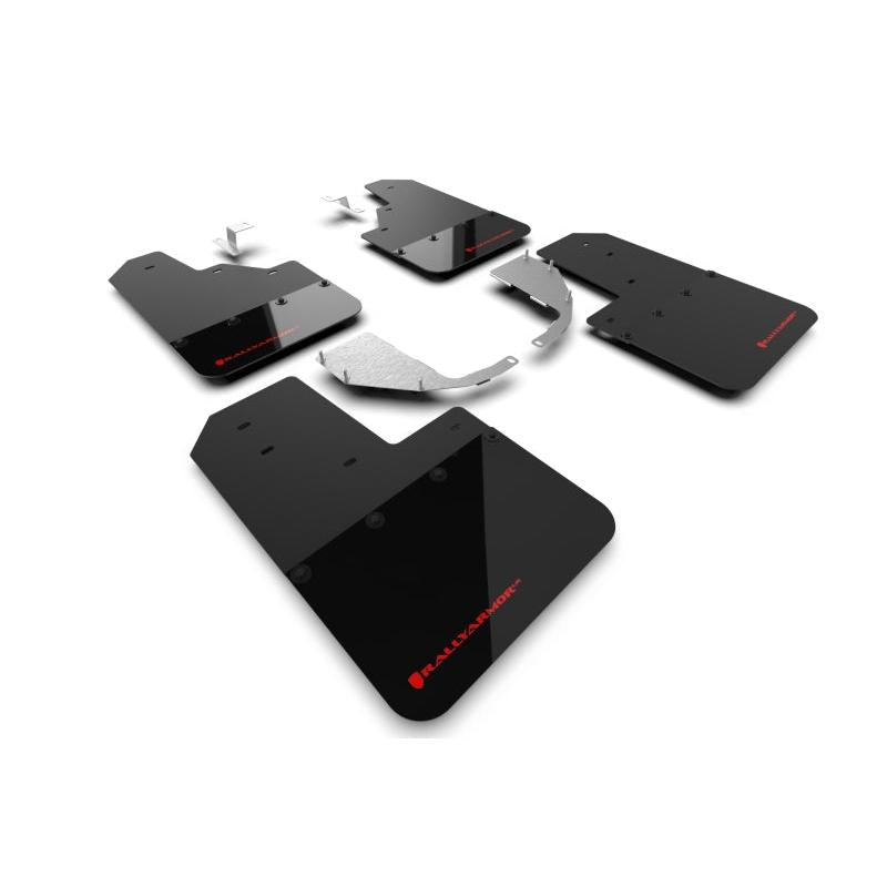 Rally Armor 21-22 Ford Bronco (Steel Bmpr - NO Rptr/Sprt - NO RR/RB) Blk Mud Flap w/Red Logo