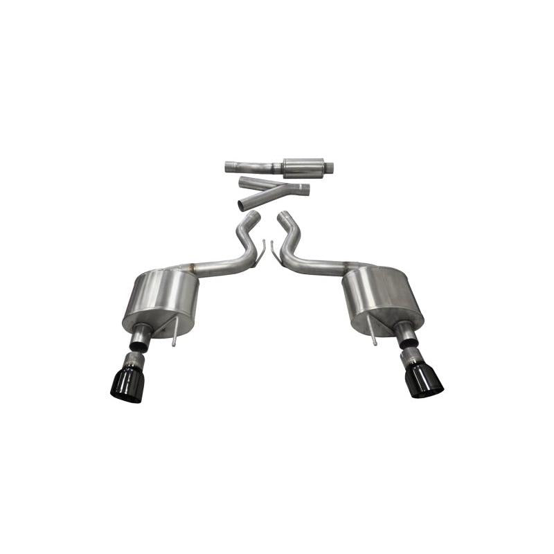 Corsa Sport 3in Cat-Back Dual Rear Exit Black Tips - 2015-2023 Ford Mustang EcoBoost 2.3T