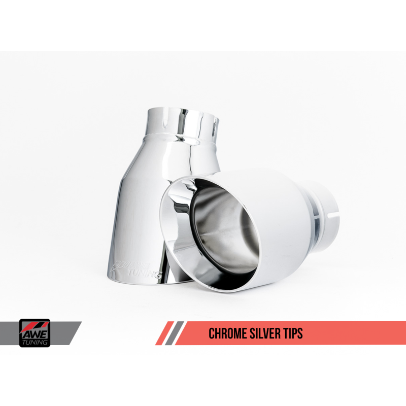 AWE Tuning BMW F3X 340i Touring Edition Axle-Back Exhaust - Chrome Silver Tips (102mm)
