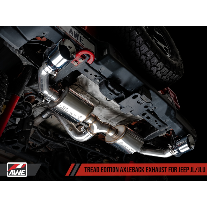 AWE Tuning 2018+ Jeep Wrangler JL/JLU Tread Edition Axle-Back Dual Exhaust - Chrome Silver Tips