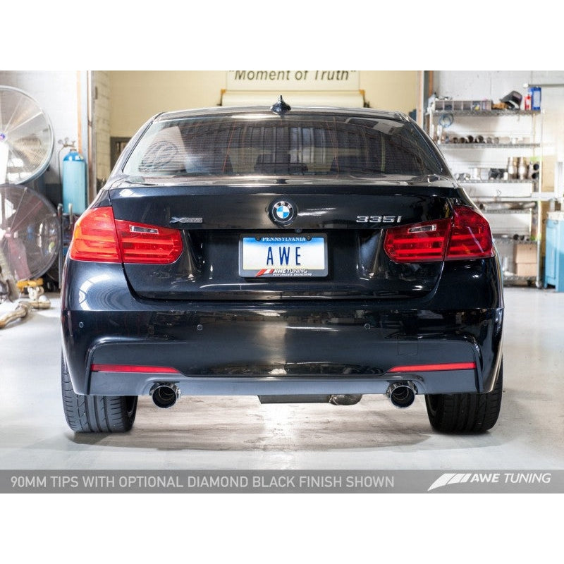 AWE Tuning BMW F3X 335i/435i Touring Edition Axle-Back Exhaust - Chrome Silver Tips (90mm) - T1 Motorsports