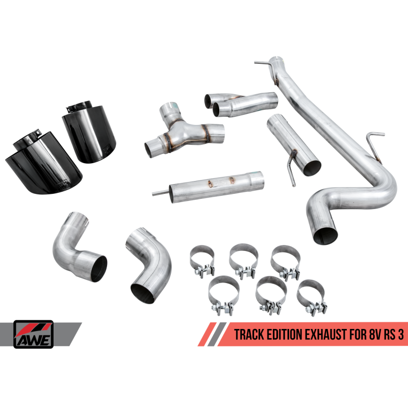 AWE Tuning 17-19 Audi RS3 8V Track Edition Exhaust - Diamond Black Tips RS-Style Tips