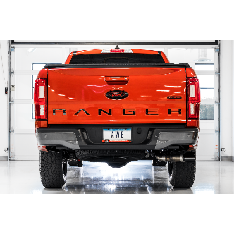 AWE Tuning 2019+ Ford Ranger 0FG Performance Exhaust System w/Diamond Black Tips & Rock Guard