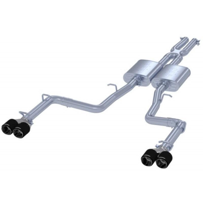 MBRP 2015+ Dodge Challenger 3.6L SS 2.5in Quad Tip Split Rear Exit w/ Carbon Fiber Tips - T304 - T1 Motorsports