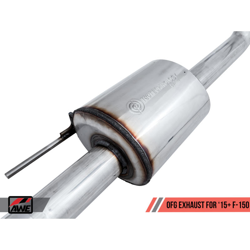 AWE Tuning 2015+ Ford F-150 0FG Single Exit Performance Exhaust System w/4.5in Diamond Black Tips