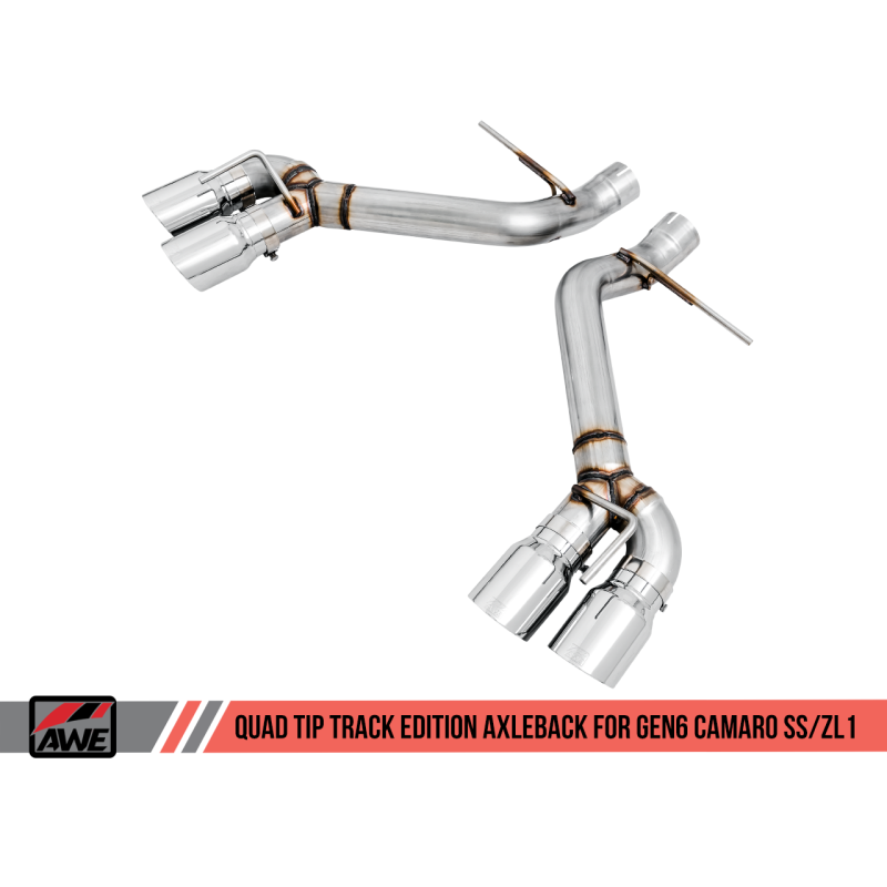 AWE Tuning 16-19 Chevrolet Camaro SS Axle-back Exhaust - Track Edition (Quad Chrome Silver Tips)