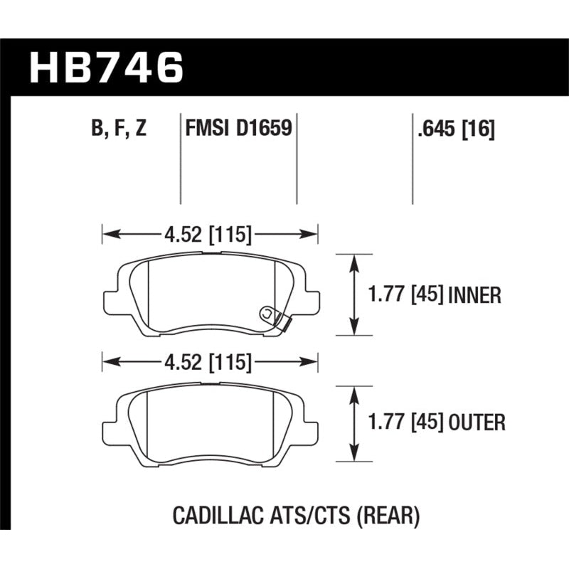Hawk Cadillac 13-16 ATS / 14-15 CTS Performance Ceramic Rear Brake Pads - T1 Motorsports