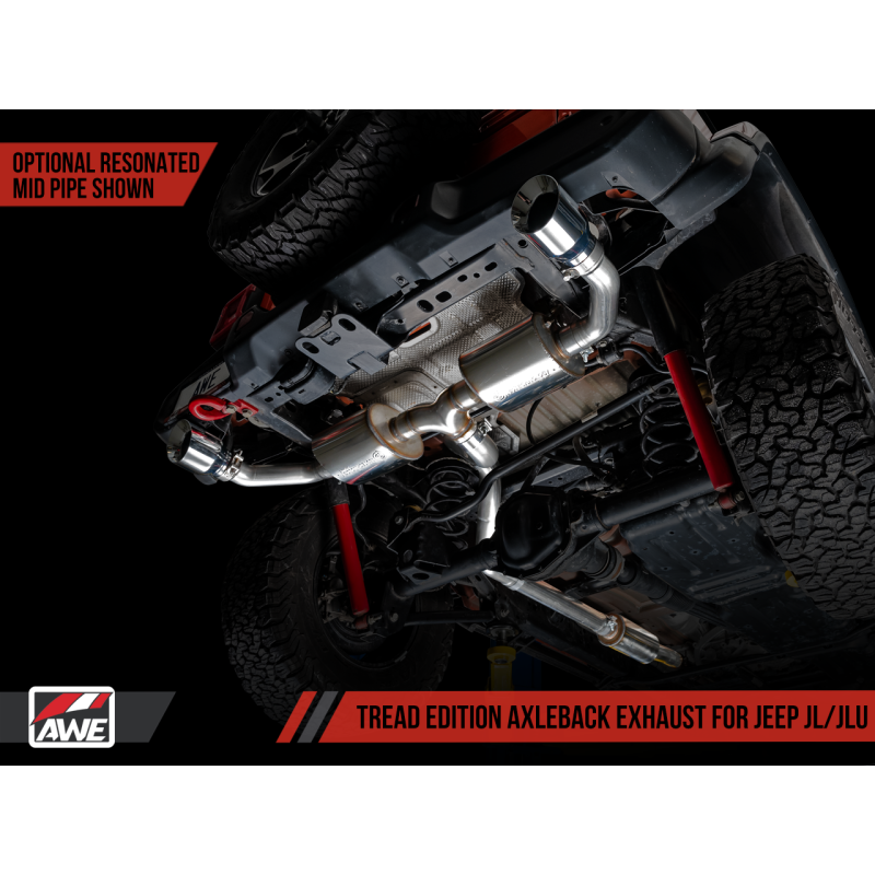AWE Tuning 2018+ Jeep Wrangler JL/JLU Tread Edition Axle-Back Dual Exhaust - Chrome Silver Tips