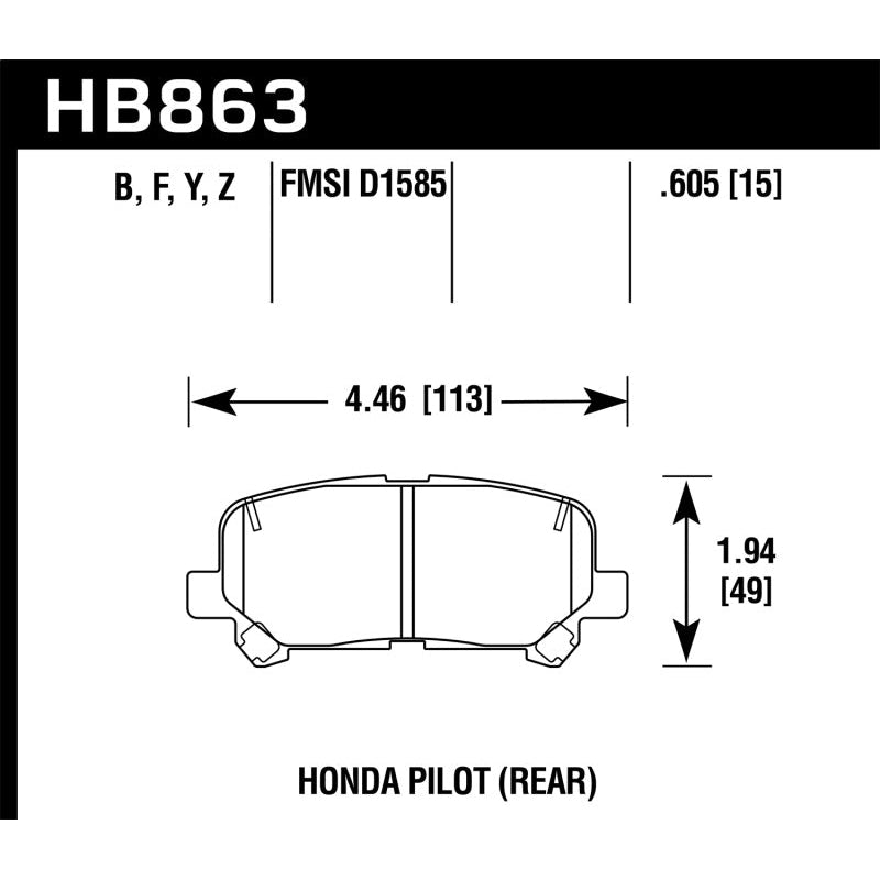 Hawk 12-15 Honda Pilot Performance Ceramic Street Rear Brake Pads - T1 Motorsports