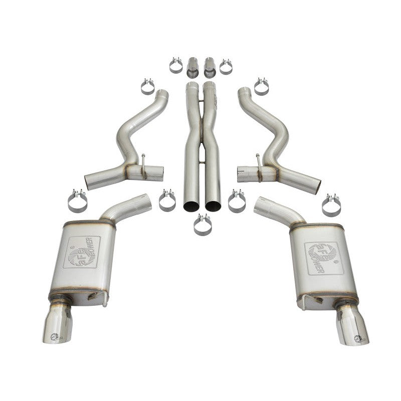 aFe MACHForce XP 3in 304 SS Cat-Back Exhausts w/ Polished Tips 15-17 Ford Mustang GT V8-5.0L/V6-3.7L