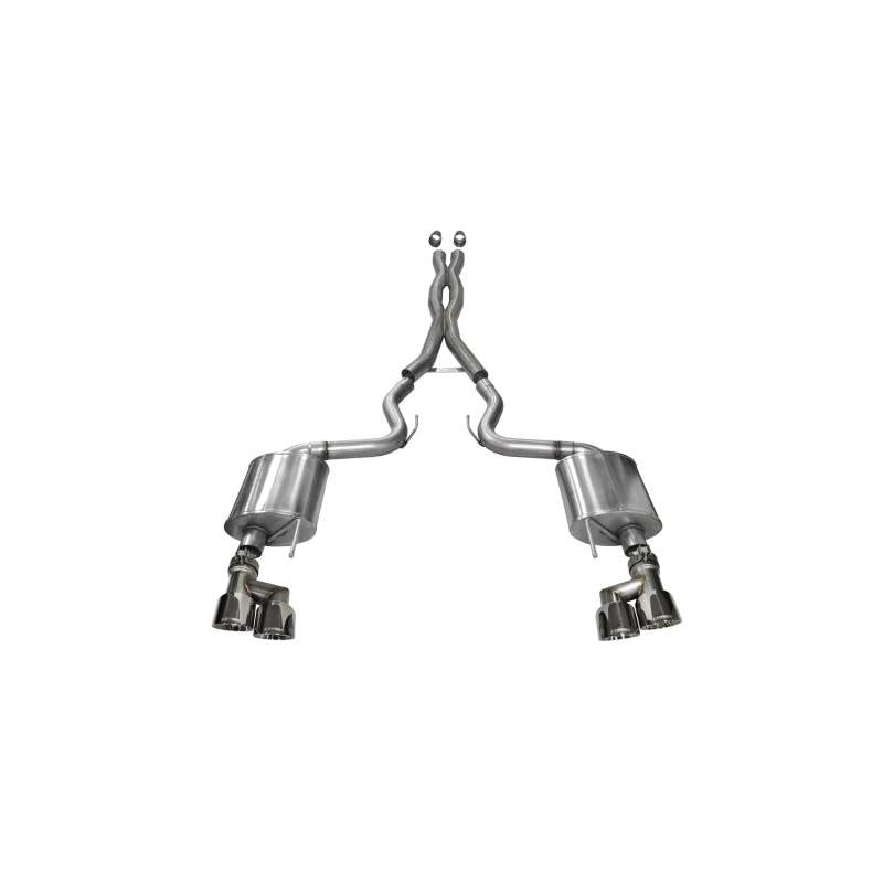 Corsa Sport 3in Cat Back Exhaust Polished Quad Tips - 2015-2023 Ford Mustang GT 5.0