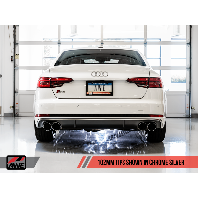 AWE Tuning Audi B9 S4 Track Edition Exhaust - Non-Resonated (Silver 102mm Tips)