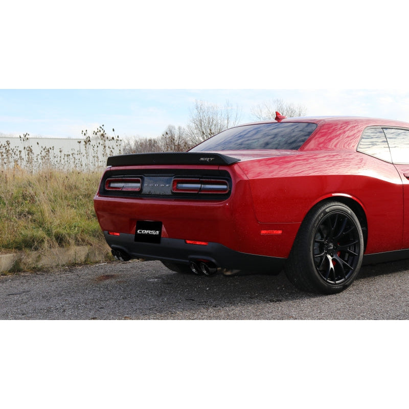 Corsa 15-17 Dodge Challenger Hellcat Dual Rear Exit Extreme Exhaust w/ 3.5in Black Tips - T1 Motorsports