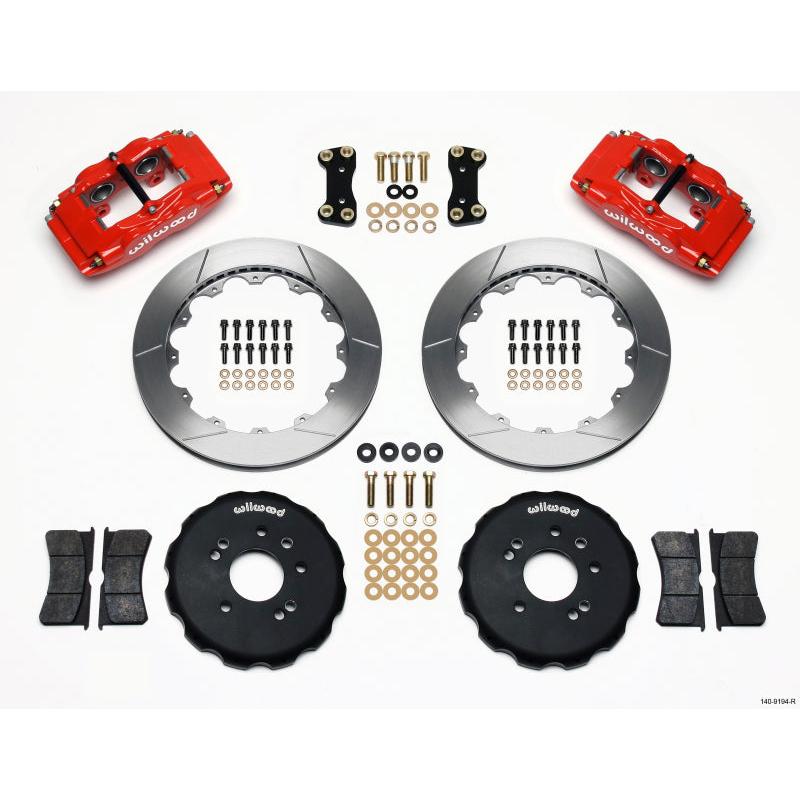 Wilwood FSLI4 Front Hat Kit 13.00in Drilled Red Nissan 240SX - T1 Motorsports