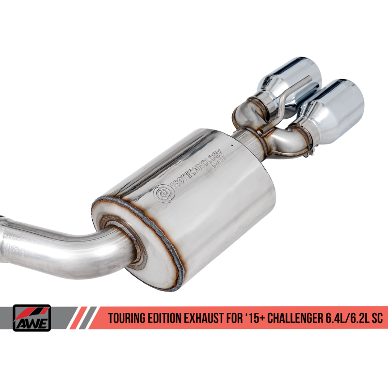 AWE Tuning 2015+ Dodge Challenger 6.4L/6.2L Non-Resonated Touring Edition Exhaust - Quad Silver Tips