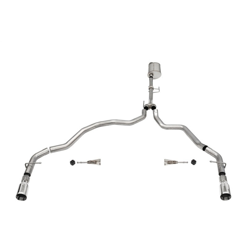 Corsa Sport Cat-Back Exhaust w/Dual Rear Exit-Polished Tips - 2021-2024 Ford F-150 3.5L V6