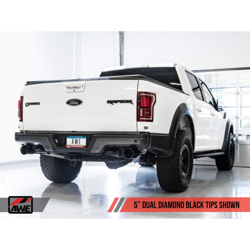 AWE Tuning 2017+ Ford Raptor Tailpipe Conversion Kit w/ Diamond Black Tips