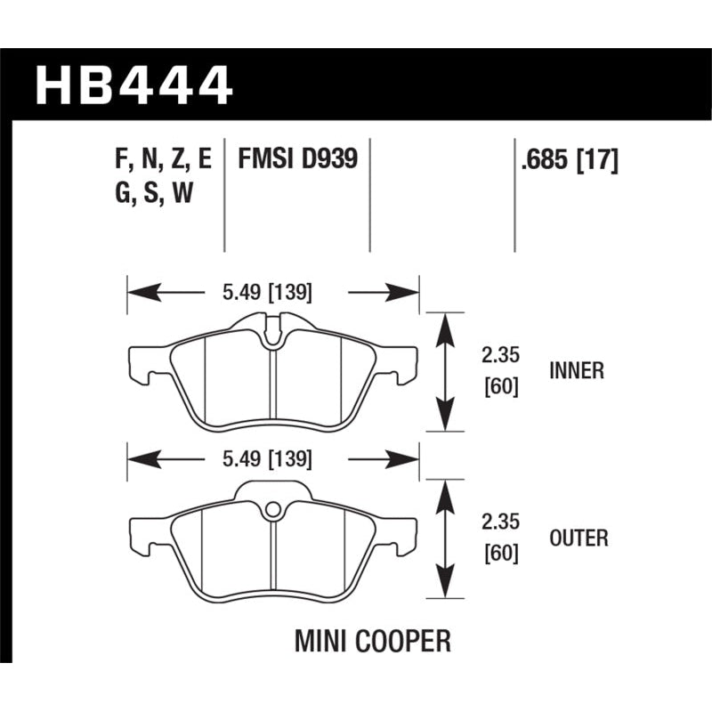 Hawk 02-06 Mini Cooper / Cooper S Performance Ceramic Street Front Brake Pads - T1 Motorsports