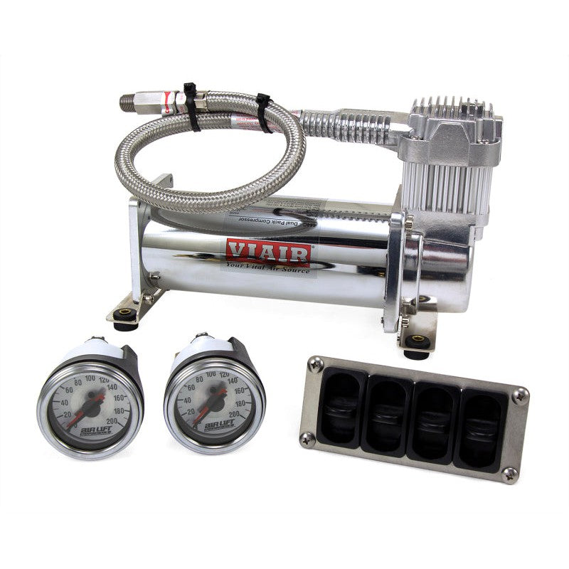 Air Lift 4-Way Manual Control System 100% Duty 1/4in Line 4 Gal. Tank.