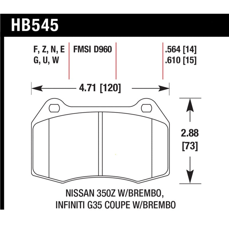 Hawk 03-04 Infiniti G35 / 04-09 Nissan 350z w/ Brembo Brakes DTC-70 Race Front Brake Pads - T1 Motorsports