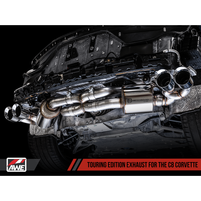 AWE Tuning 2020 Chevrolet Corvette (C8) Touring Edition Exhaust - Quad Diamond Black Tips