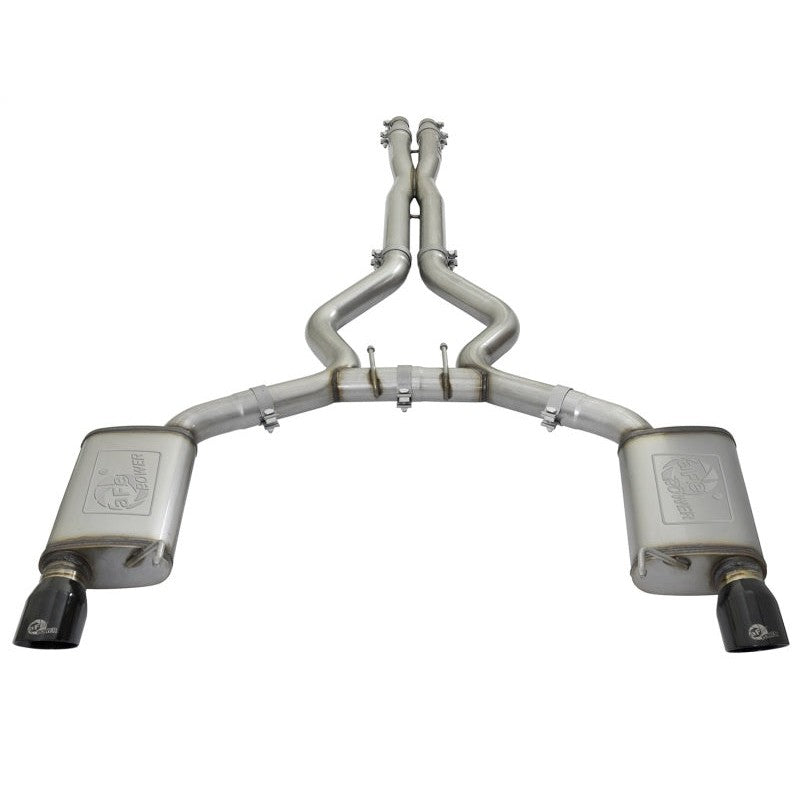 aFe MACHForce XP 3in 304 SS Cat-Back Exhausts w/ Black Tips 15-17 Ford Mustang GT V8-5.0L/V6-3.7L