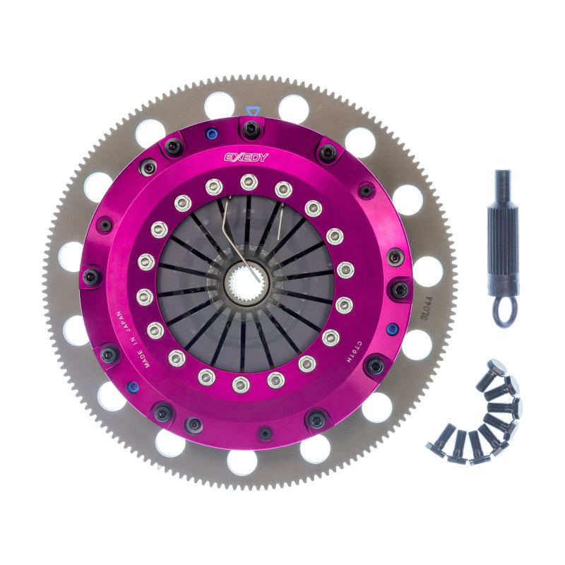 Exedy 96-16 Ford Mustang V8 4.6L/5.0L Hyper Twin Cerametallic Clutch Sprung Disc Push Type Cover - T1 Motorsports
