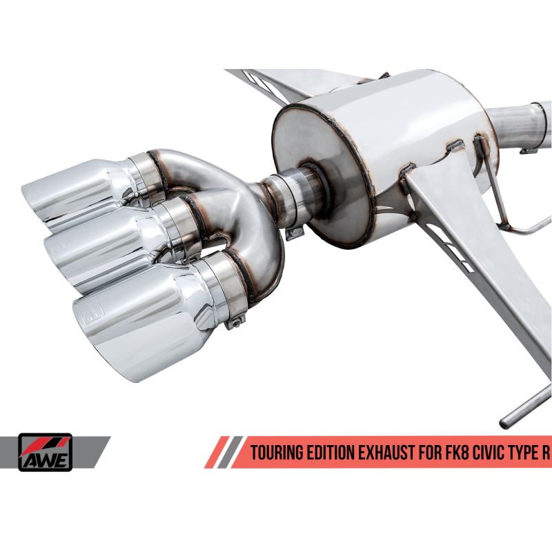 AWE Tuning 2017+ Honda Civic Type R Touring Edition Exhaust w/Front & Mid Pipes - Chrome Silver Tips