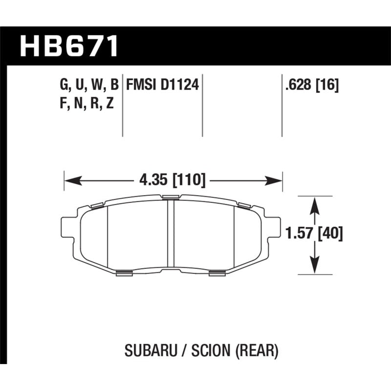 Hawk 13 Scion FR-S / 13 Subaru BRZ/10-12 Legacy 2.5 GT/3.6R HP Plus Street Rear Brake Pads - T1 Motorsports
