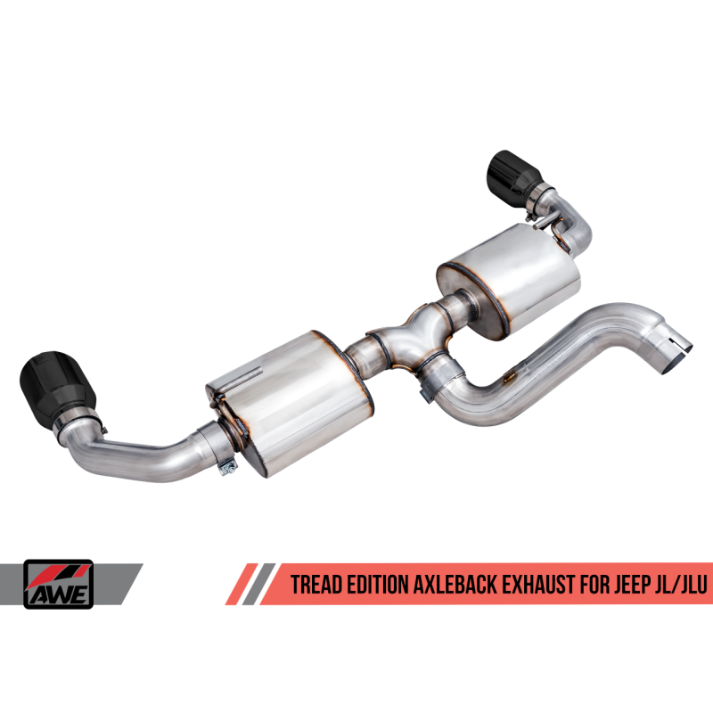 AWE Tuning 2018+ Jeep Wrangler JL/JLU Tread Edition Axle-Back Dual Exhaust - Diamond Black Tips